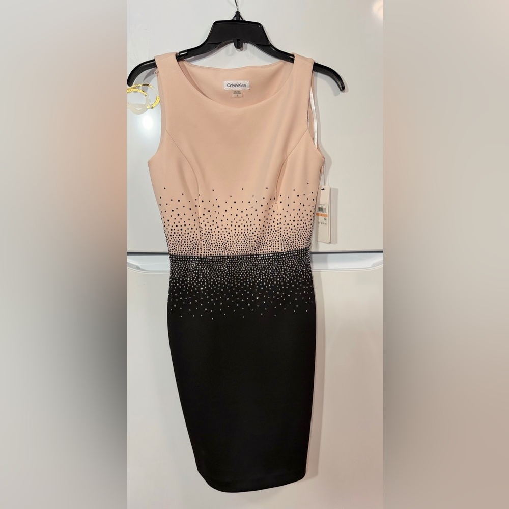 Calvin Klein Black and Cream Midi Dress